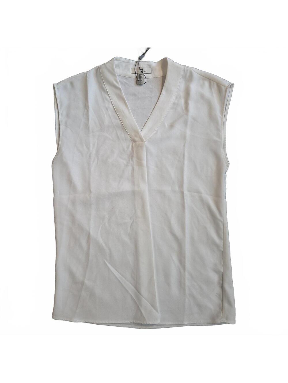 Halston Cream Sleeveless V-Neck Top XS